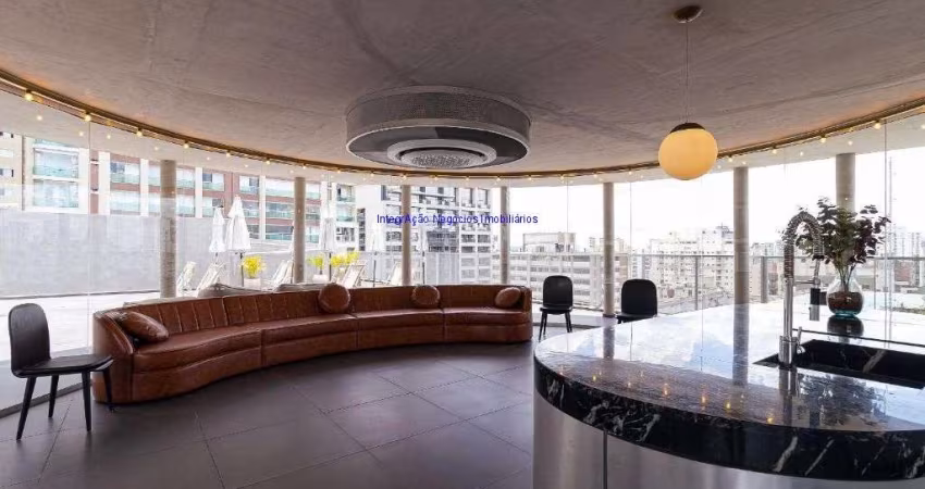 Apartamento Studio 52,30m², 01 dormitório e 01 banheiro.  Condomínio com Segurança, Portaria, Churrasqueira, Piscina adulto coberta, Espaço gourmet