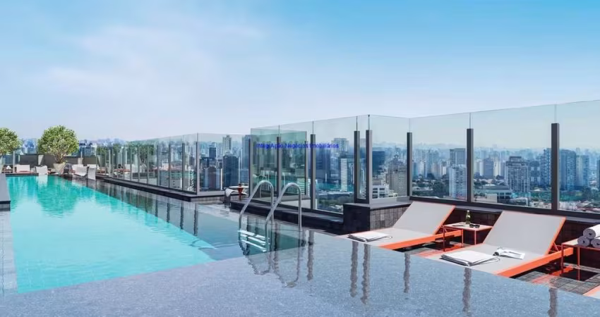 Apartamento Studio MOBILIADO 29,76m², 01 dormitório e 01 banheiro;(Fotos ilustrativas).  Condomínio com portaria, segurança, piscina, academia