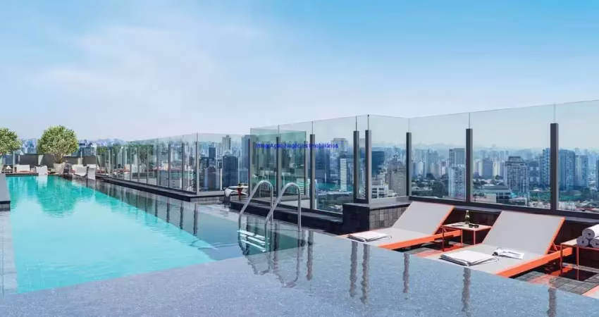 Apartamento Studio 24,86m², 01 dormitório e 01 banheiro;(Fotos ilustrativas).  Condomínio com portaria, segurança, piscina, academia