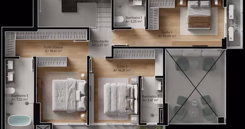 Apartamento cobertura 3 quartos sendo 2 suítes para venda no bairro fazenda em itajaí