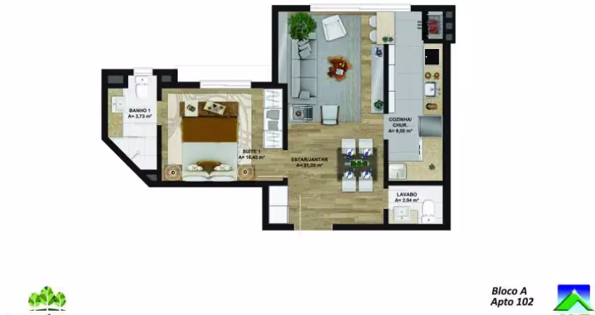 Apartamento 1 quarto sendo 1 suíte para venda no bairro bavaria em gramado