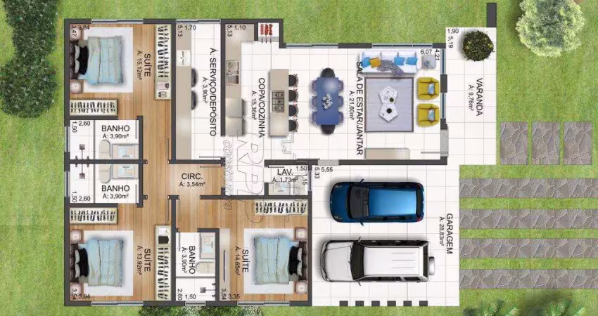 Casa 3 quartos sendo 3 suítes para venda no bairro jardim das hortências em caxias do sul