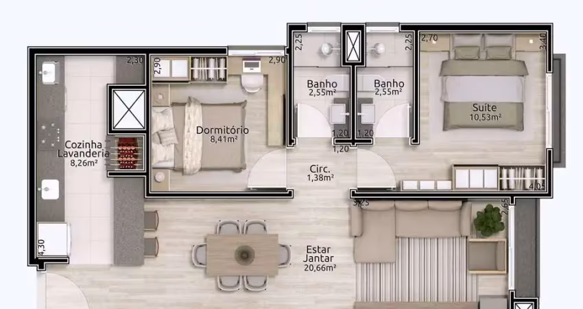 Apartamento 2 quartos sendo 1 suíte para venda no bairro planalto em gramado