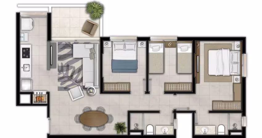 Apartamento 3 quartos sendo 1 suíte para venda no bairro centro em torres