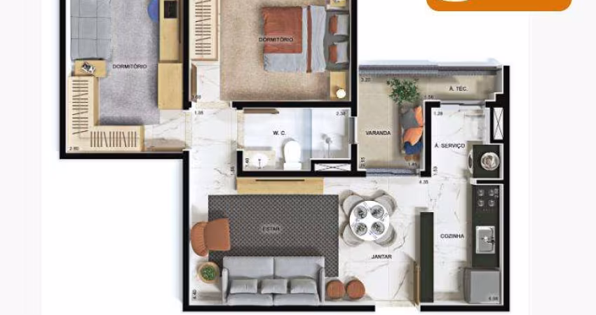 Apartamento para Venda em Jundiaí, Jardim do Lago, 2 dormitórios, 1 banheiro, 1 vaga