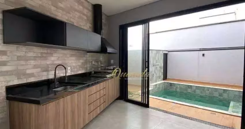 Casa nova à venda, 3 suítes, piscina, condomínio gran reserve, indaiatuba.