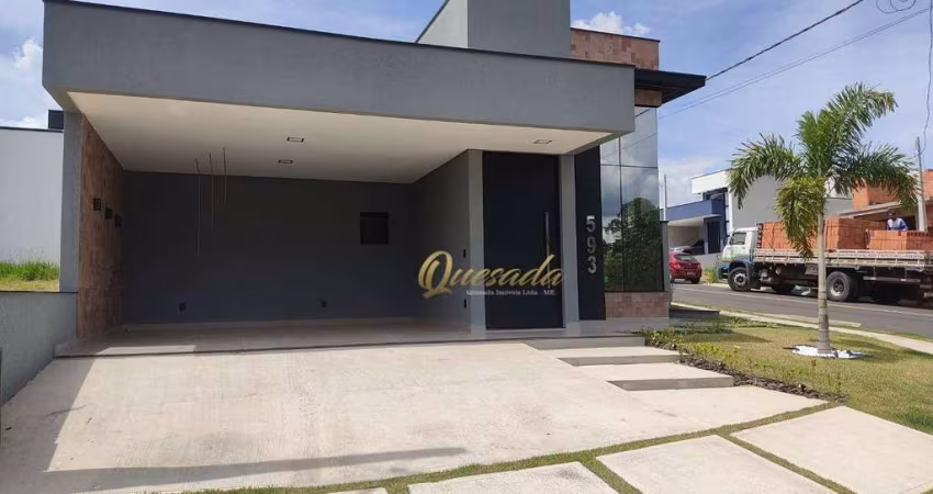 Casa térrea nova à venda, 2 suítes, piscina, escritório, Condomínio Gran Reserve, Indaiatuba.