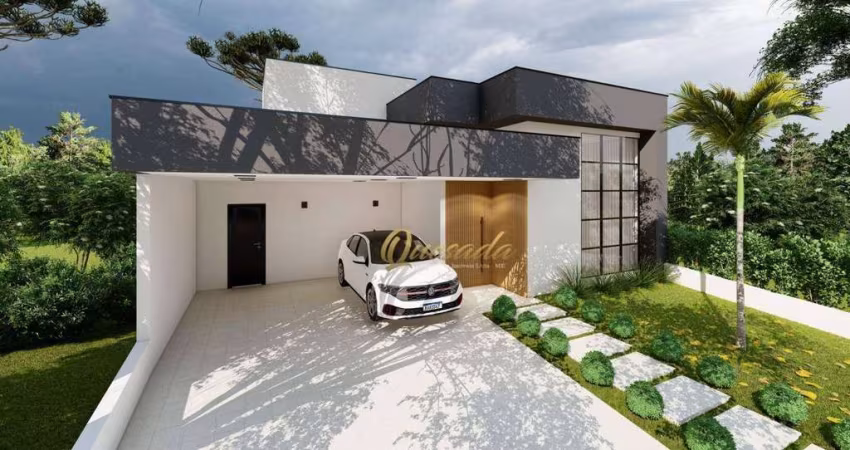 Casa térrea em construção, à venda, 3 suítes, piscina, planejados, Condomínio Maria Cândida, Indaiatuba.