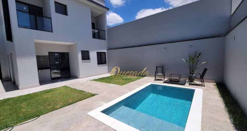 Sobrado novo à venda, 3 suítes, piscina, escritório, Condomínio Gran Reserve, Indaiatuba.