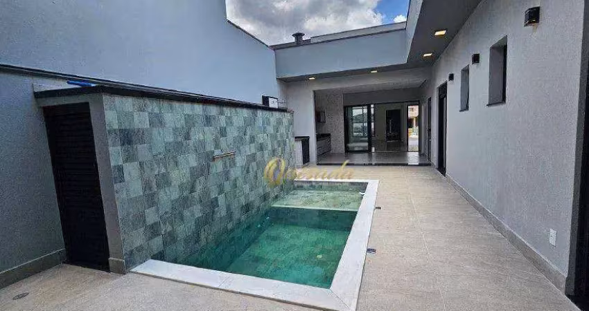 Casa nova à venda, 3 suítes, planejados, piscina, condomínio gran reserve, indaiatuba.