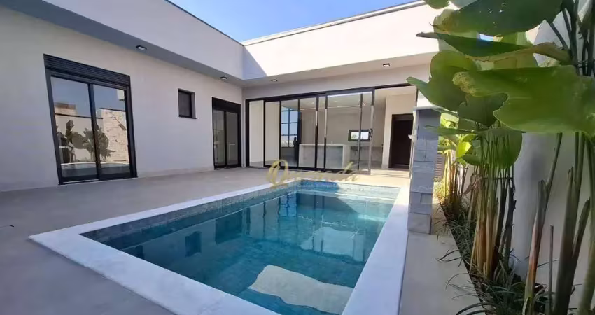 Casa térrea nova à venda, 3 suítes, planejados, piscina, condomínio dona maria cândida, indaiatuba.