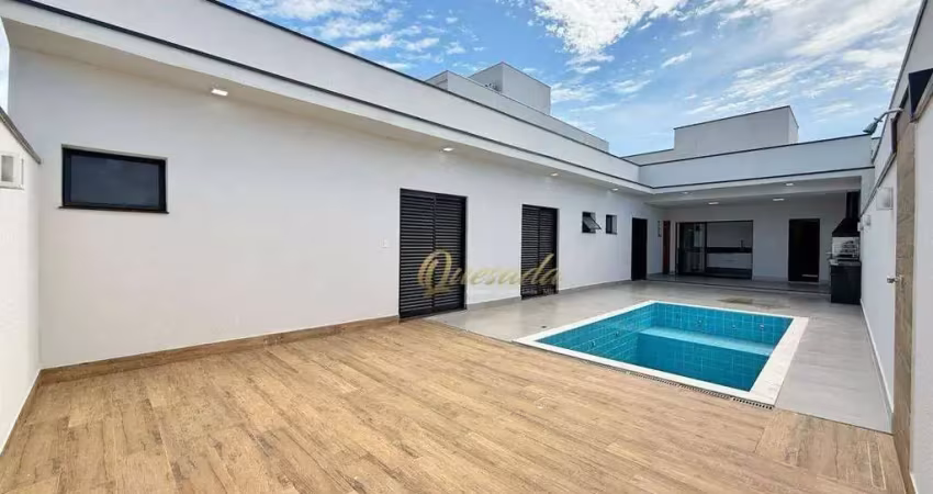 Casa térrea nova, à venda, 3 suítes, planejados, piscina, condomínio piemonte, indaiatuba.