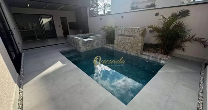 Casa térrea nova à venda, 3 suítes, escritório, piscina, planejados, condomínio london park, indaiatuba.
