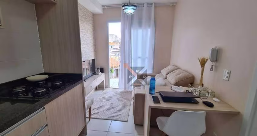 Vila Alpina, 1 dormitório, sala dois ambientes com varanda, Wc, cozinha integrada e lavanderia, finamente decorado