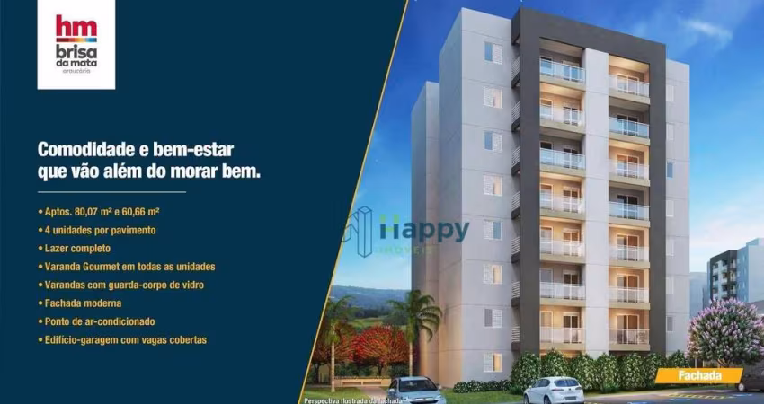 Apartamento com 3 dormitórios à venda, 80 m² por R$ 520.000,00 - Brisa da Mata - Araucária - Paulínia/SP
