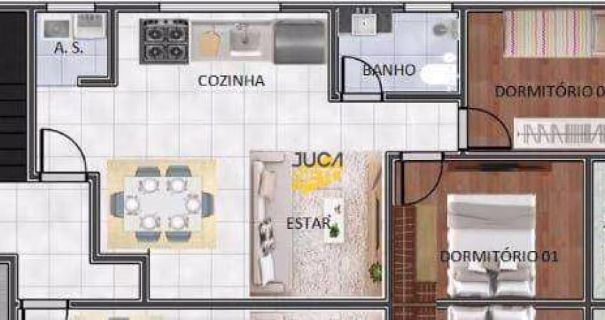 Apartamento com 2 dormitórios à venda, 46 m² por R$ 275.000,00 - Jardim Santa Lídia - Mauá/SP