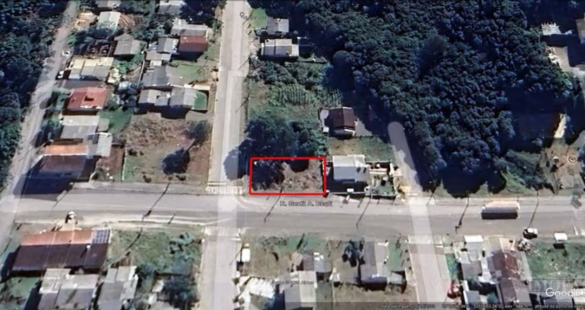 Terreno de esquina  com 15 metros  de frente para a Rua Gentil Borsoi por 26 metros de profundidade. frente oeste. Aceita apartamento como pagamento. Área do terreno 390,00 ( 15 x 26)