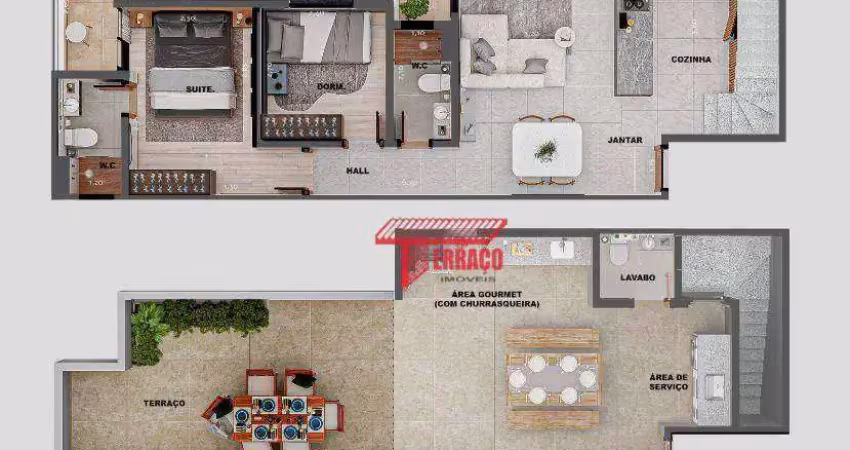 Cobertura com 2 dormitórios à venda por r$ 750.000 - campestre - santo andré/sp