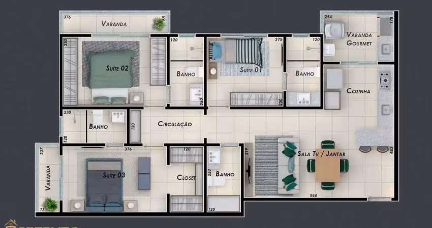 Apartamento com 3 quartos à venda na Rua Real Grandeza, 200, Tubalina, Uberlândia