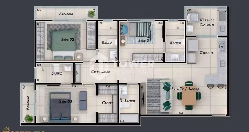 Apartamento com 3 quartos à venda na Rua Real Grandeza, 200, Tubalina, Uberlândia