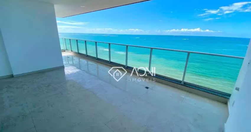 Cobertura frente mar com 3 suítes e 4 vagas de garagem .