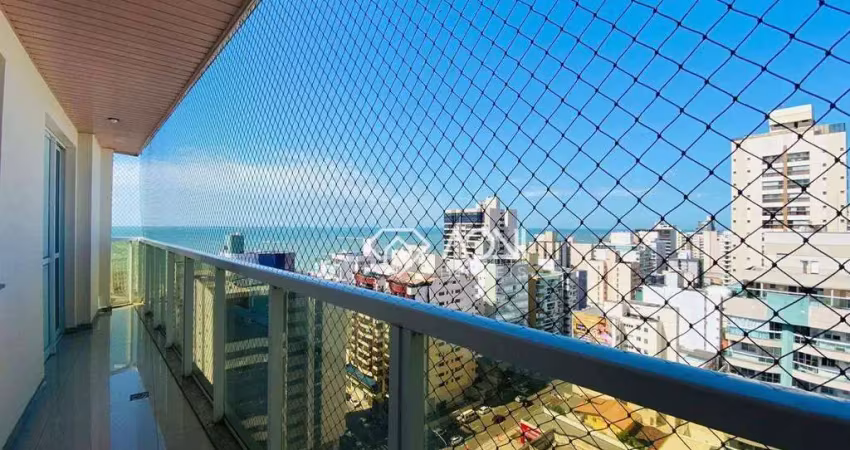 Apartamento amplo, andar alto, vista mar com 3 dormitórios à venda, 130 m² por r$ 1.420.000 - praia da costa - vila velha/es