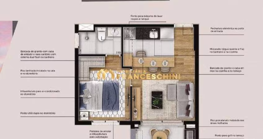 OPORTUNIDADE DE REPASSE - VISION COLINAS - Planta de 33m2, 01 Dormt.