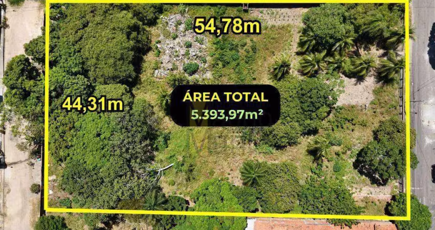 Terreno plano e murado à venda, 5.393,97m² por r$ 2.430.000 - curió - fortaleza/ce