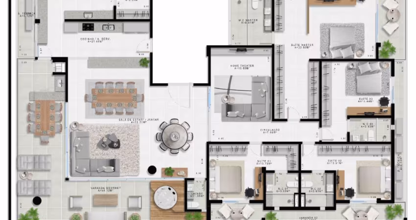 Cobertura no Le Gran com 340m² linear - Cobertura nova na Ponta Negra