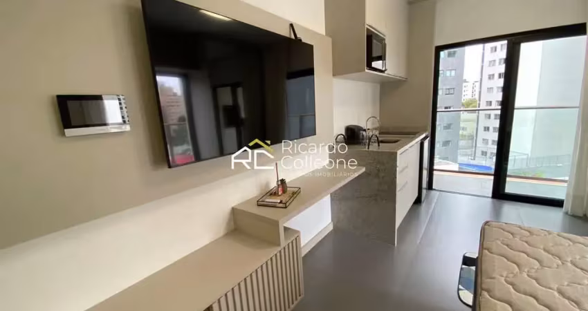 Apartamento studio porteira fechada!25m2 , 01 vaga, churrasqueira.
