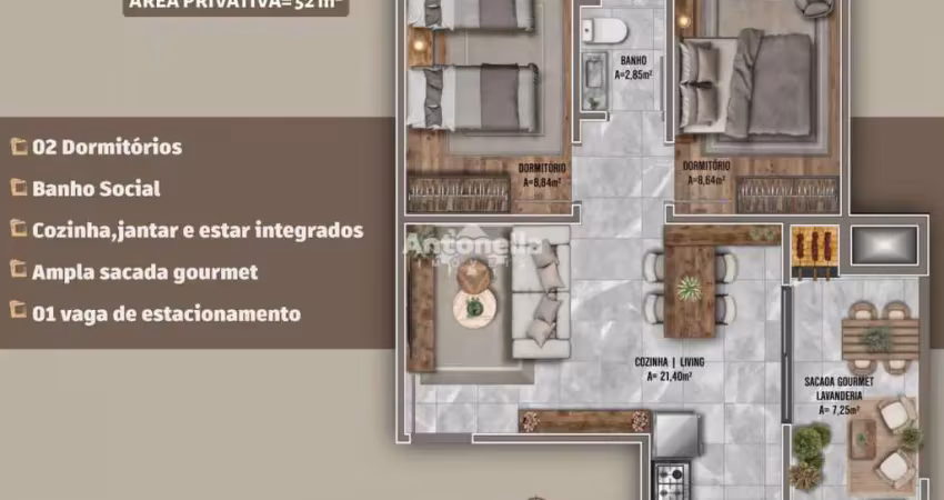 Apartamento com 2 quartos à venda no Desvio Rizzo, Caxias do Sul 
