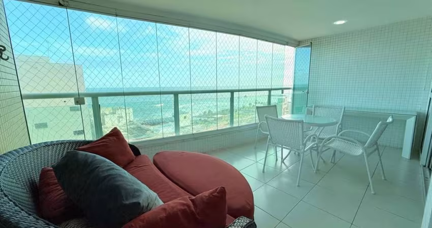 Terrazzo Ondina 98m², climatizado, varanda gourmet, móveis planejados, vista mar, 1 suíte, 2/4, área de serviço, 2 vagas. Agende sua visita!