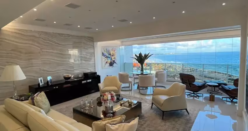 Fantástico apartamento totalmente frente mar, no condomínio mais desejado da orla de Salvador! Rodeado de belezas naturais. Um apt. pronto para morar com elegância e conforto!