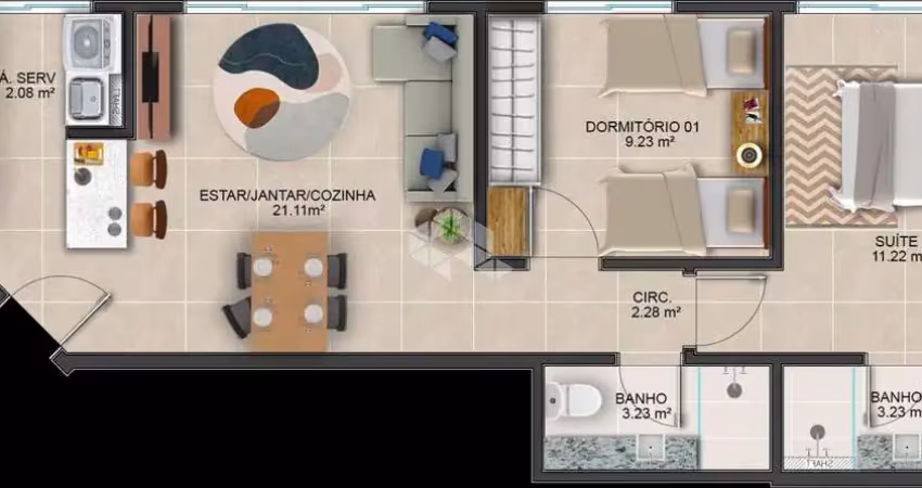 Apartamento de 2 dormitórios em residencial clube em coqueiros - florianópolis/sc