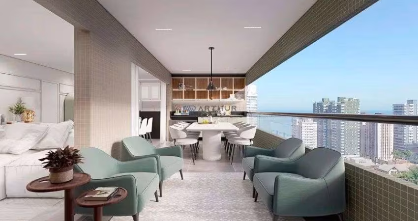 Apartamento em Praia Grande, Canto do Forte com 3 suítes, 2 vagas, 154m²