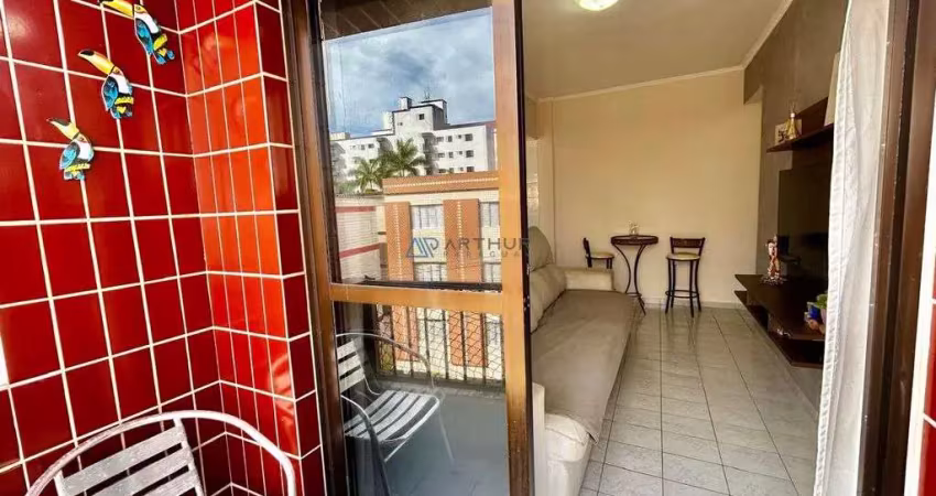 Apartamento à venda em praia grande, 01 dormitório, sacada com frente rua