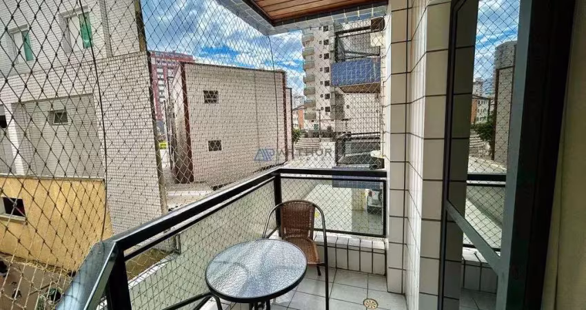 Apartamento a venda em praia grande, 1 dormitório, sacada e segunda quadra praia