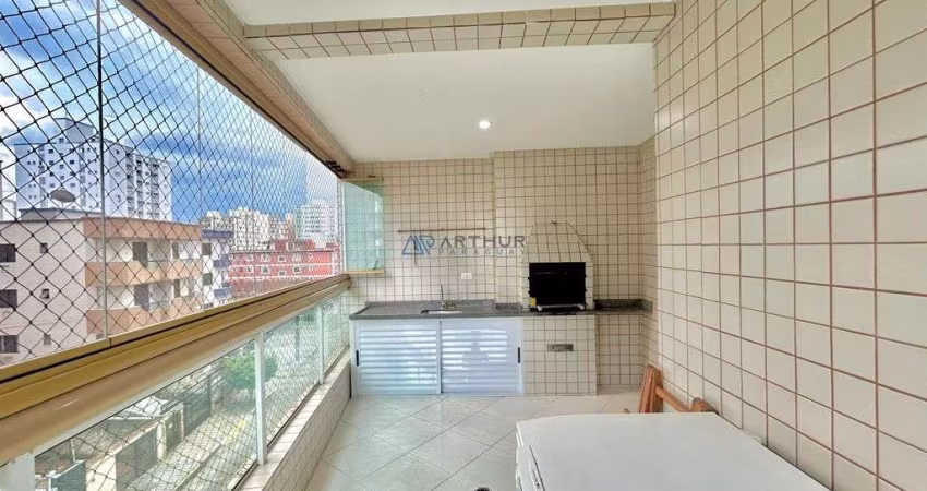 Apartamento à venda em Praia Grande com churrasqueira a carvão e vista mar