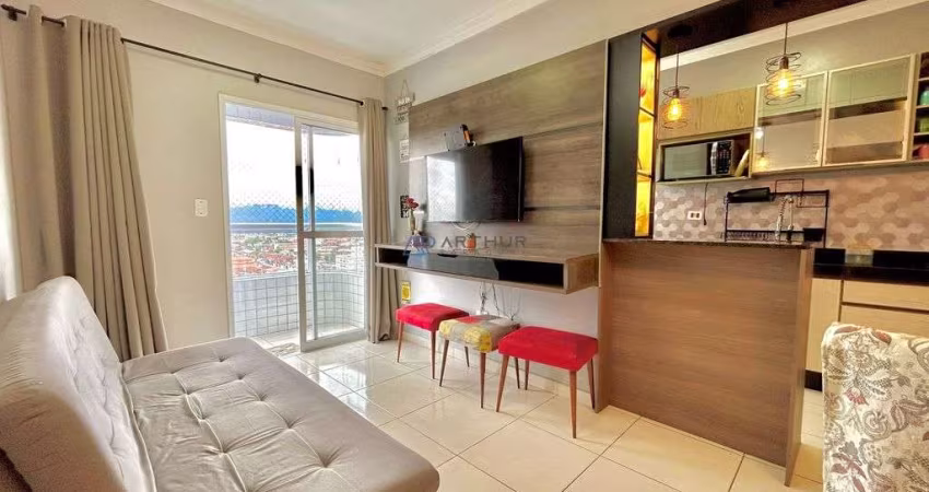 Apartamento à venda em Praia Grande com varanda gourmet e prédio frente mar