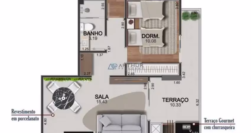 Apartamento em praia grande, caiçara com 2 quartos, 1 suíte, 2 vagas, 81m²