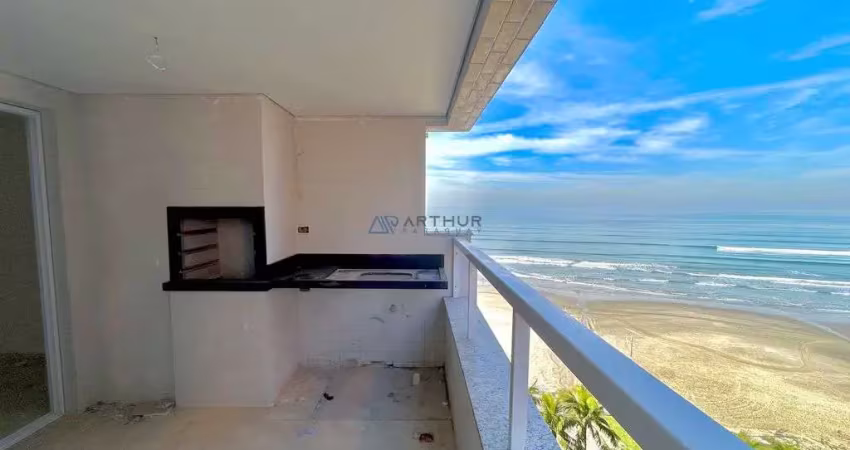 Apartamento à venda em praia grande frente mar, 2 dorms e churrasqueira a carvão