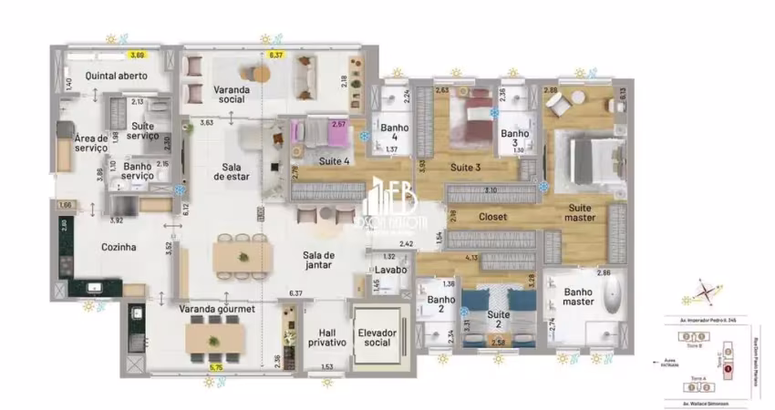Apartamento alto Padrão Epic Nova Petrópolis Patriani para Venda, 4 dorm(s), 4 suite(s), 4 vaga(s), 203 m²