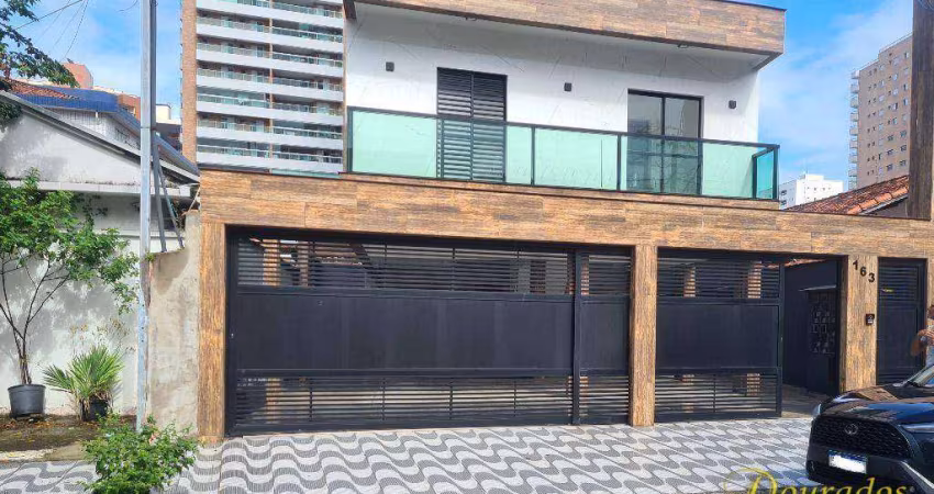 Casa 2 dormitórios com sacada frente rua, condomínio, 66,40 m² - Aviação em Praia Grande/SP