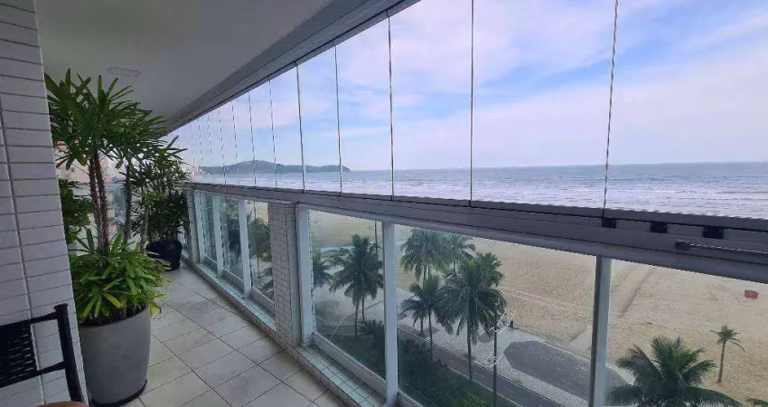 Apto de alto padrão, 3 dorm(s), sendo 2 suítes, 175m², varanda gourmet com vista frente mar na Aviação em Praia Grande SP.