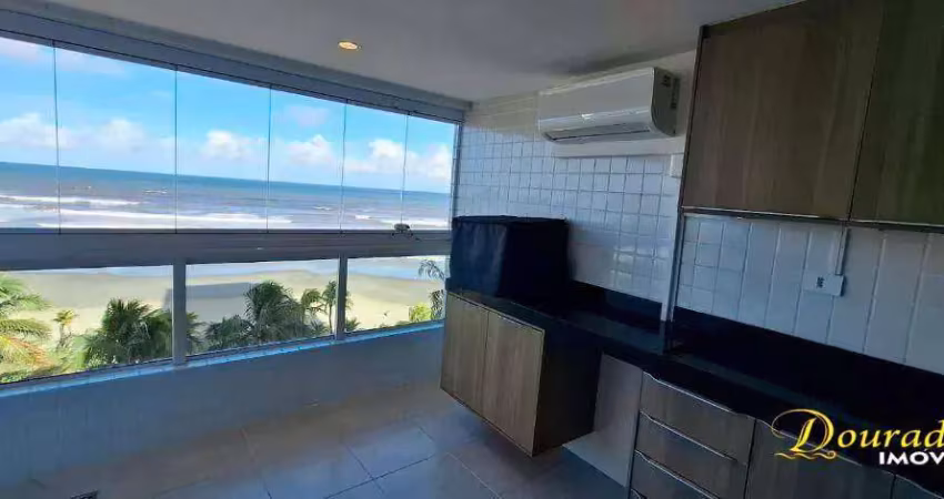 Apto 3 dormitórios c/ 1 suíte, varanda gourmet com vista frente mar no florida em praia grande sp.