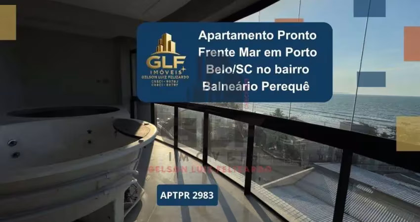 Apartamento pronto frente mar em porto belo/sc no bairro balneário perequê, 4 suítes sendo 01 master e 3 vagas de garagem. bem localizado. investir