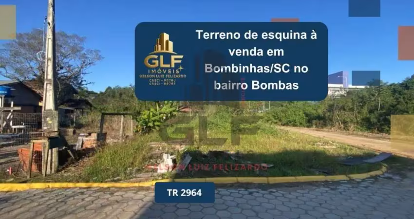 Terreno de esquina à venda em bombinhas/sc no bairro bombas. 260m². ótimo investimento. boa localização!
