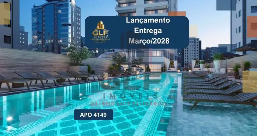 Apto lançamento em itapema/sc bairro meia praia, com 213.72m²  área privativa, sendo 4 suítes, 3 vagas de garagem, área de lazer completa