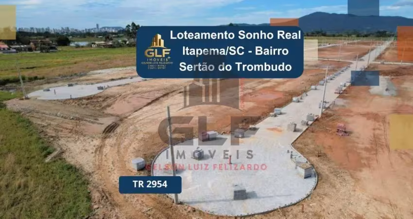 Barbada terreno a venda no loteamento sonho real no bairro sertão do trombudo na cidade de itapema/sc, com 200 m².