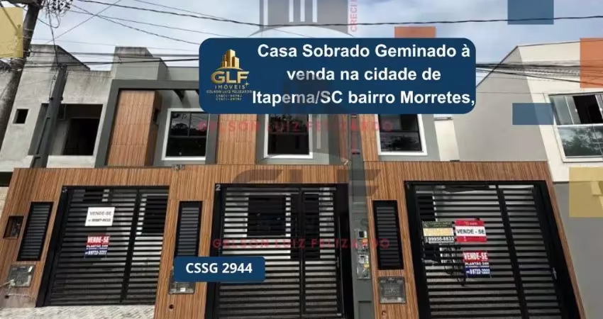 Sobrado geminado pronto no bairro alto perequê em porto belo/sc, com 2 suítes e 1 vaga de garagem. 67m². investimento!